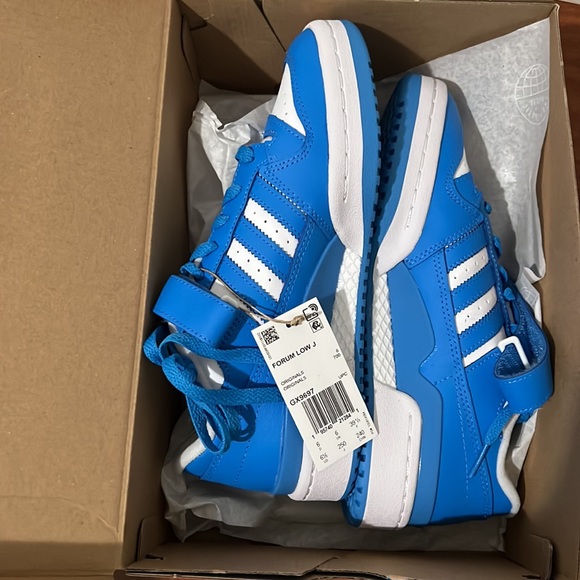 Adidas Unisex Originals Forum Low Shoes In Cloud White/pulse Blue/cloud White - Picture 5 of 9